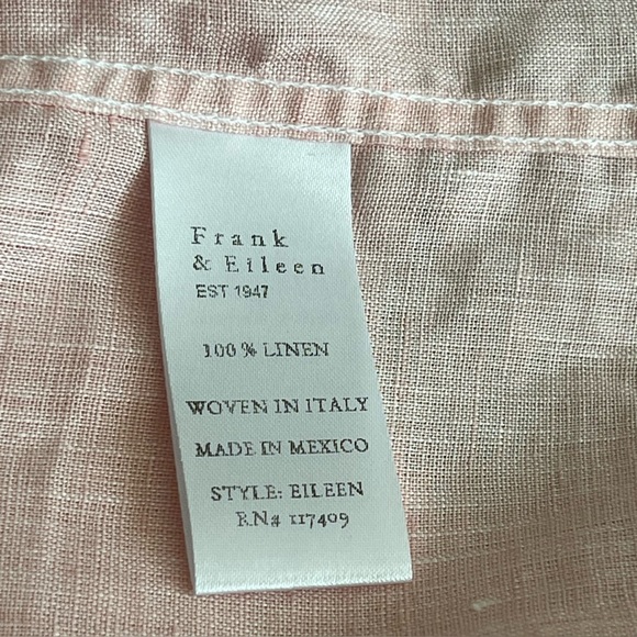 Frank & Eileen Eileen Pink Linen Button Down Shirt Size L Pink Italy - Picture 6 of 7
